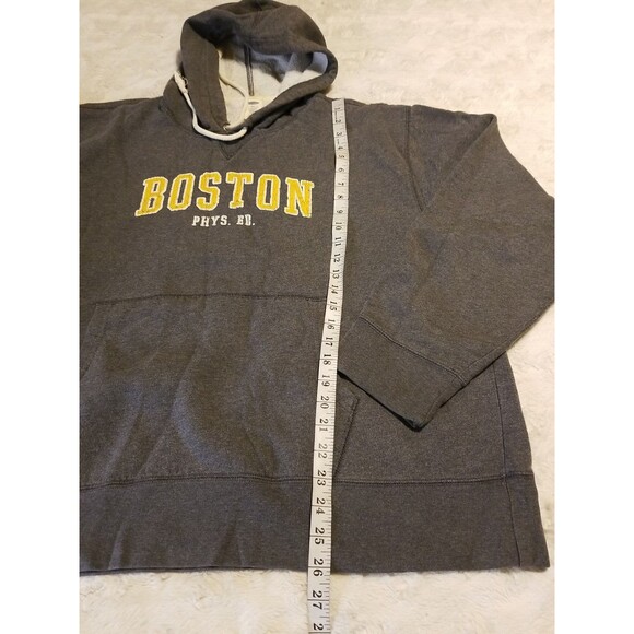 Old Navy Sweatshirt Mens Size 2XL Gray  Pullover Boston Phys Ed Hooded Grunge - Picture 9 of 10